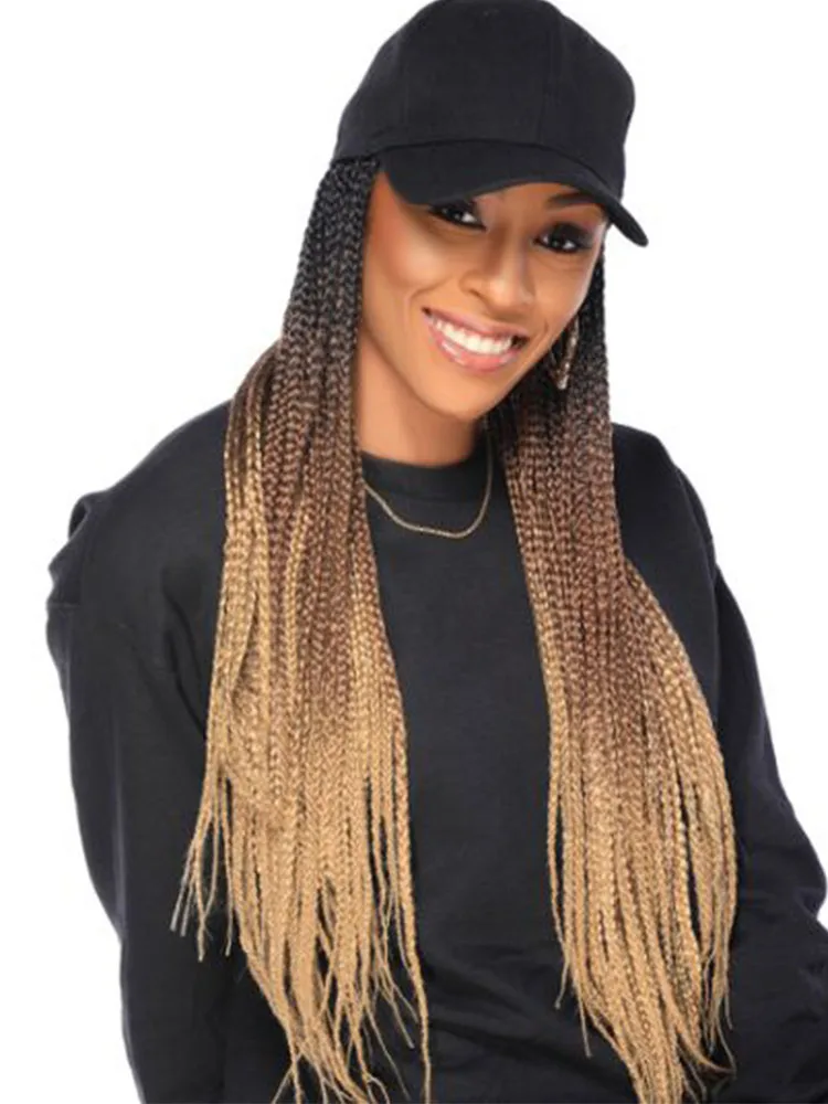 Braided Wigs Synthetic Baseball Cap Wig With Braided Wigs For Afro Black Women 3 Twist Hat Wig Adjustable For Girls