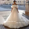 LORIE 3D Flowers Princess Wdding Dresses Ruched Off Shoulder A-Line Pleats Bridal Gowns Backless Train Bride Dress  Customized 2