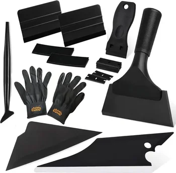 Kit di Installazione per Wrapping Auto con Squeegee, Coltello per Rimozione Colla, Guanti, Raschietto ad Acqua per Pellicole Viniliche e Pulizia Vetri Auto