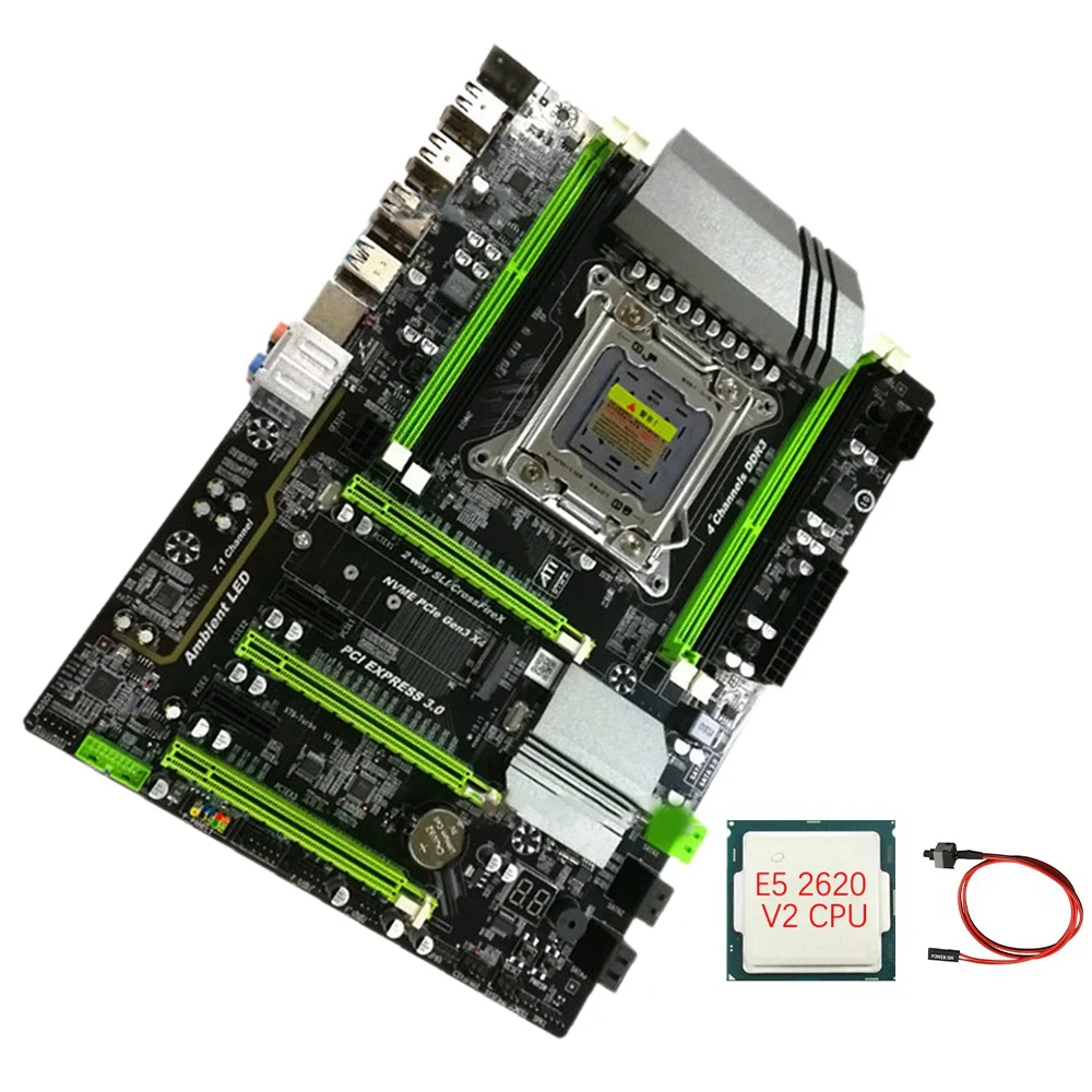 Комплект материнской платы X79 LGA2011 с процессором E5 2620 V2 + кабелем переключения