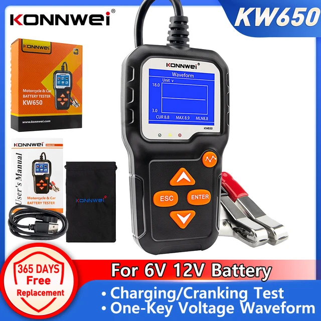 KONNWEI KW650 Deutscher Autobatterietester 6V 12V  Autobatteriesystemanalysator 100 bis 2000 CCA Auto-Schnellkurbel-Ladegerät  - AliExpress