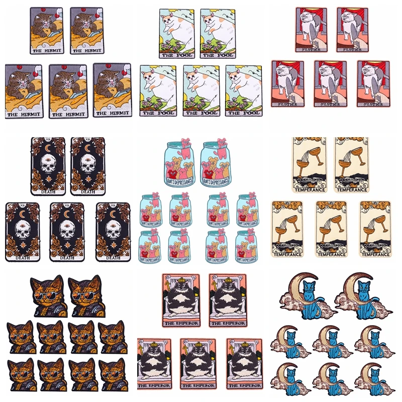 

10pcs Animal Cat Embroidered Patches Iron On Patches For Clothing Skull Thermoadhesive Patch On Clothers Ironing Sew Stickers