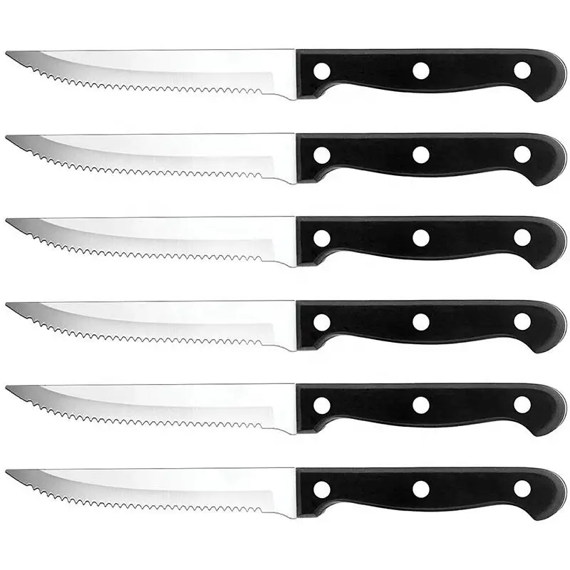 Steak Knives Set Cutlery Set 4/6/8/16 Pcs Full Tang Stainless Steel Sharp Serrated Dinner Knives Dishwasher Safe for Meat Bread