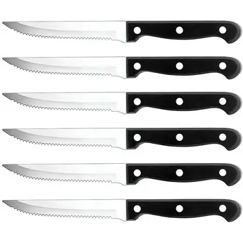 Coltelli da bistecca Set Set di posate 4/6/8/16 pezzi Coltelli da tavola seghettati affilati in acciaio inossidabile con linguetta completa Lavabile in lavastoviglie per carne e pane 1