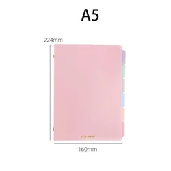 Colorful Refillable Binder Notebook with Pastel Dividers - Soft Cover Student Stationery (A5 Pink)