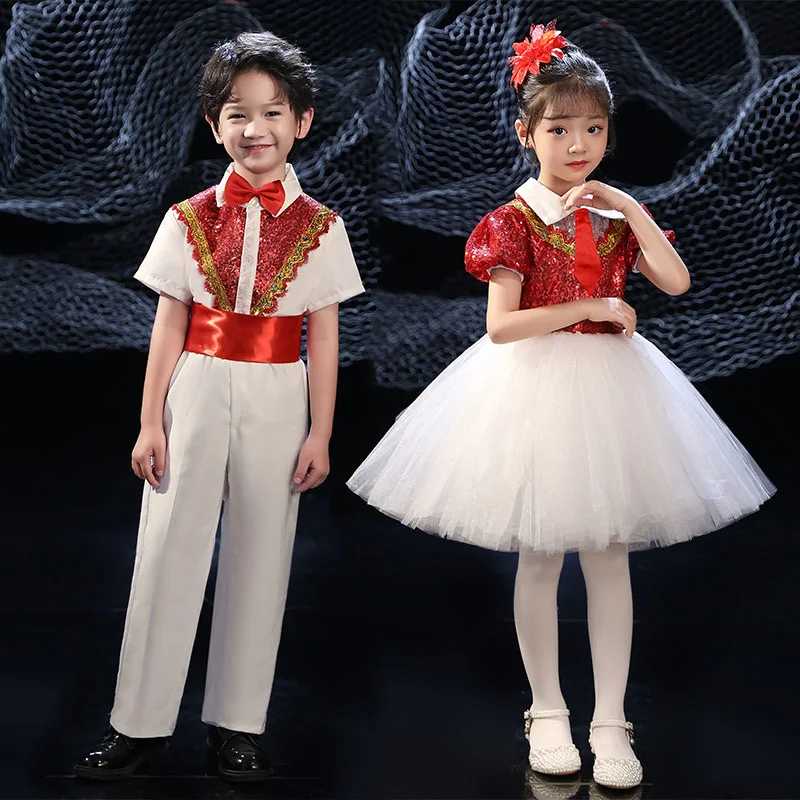 

Children's Pengpeng Gauze Sequin Performance Princess Host Kindergarten Choir Dress jazz