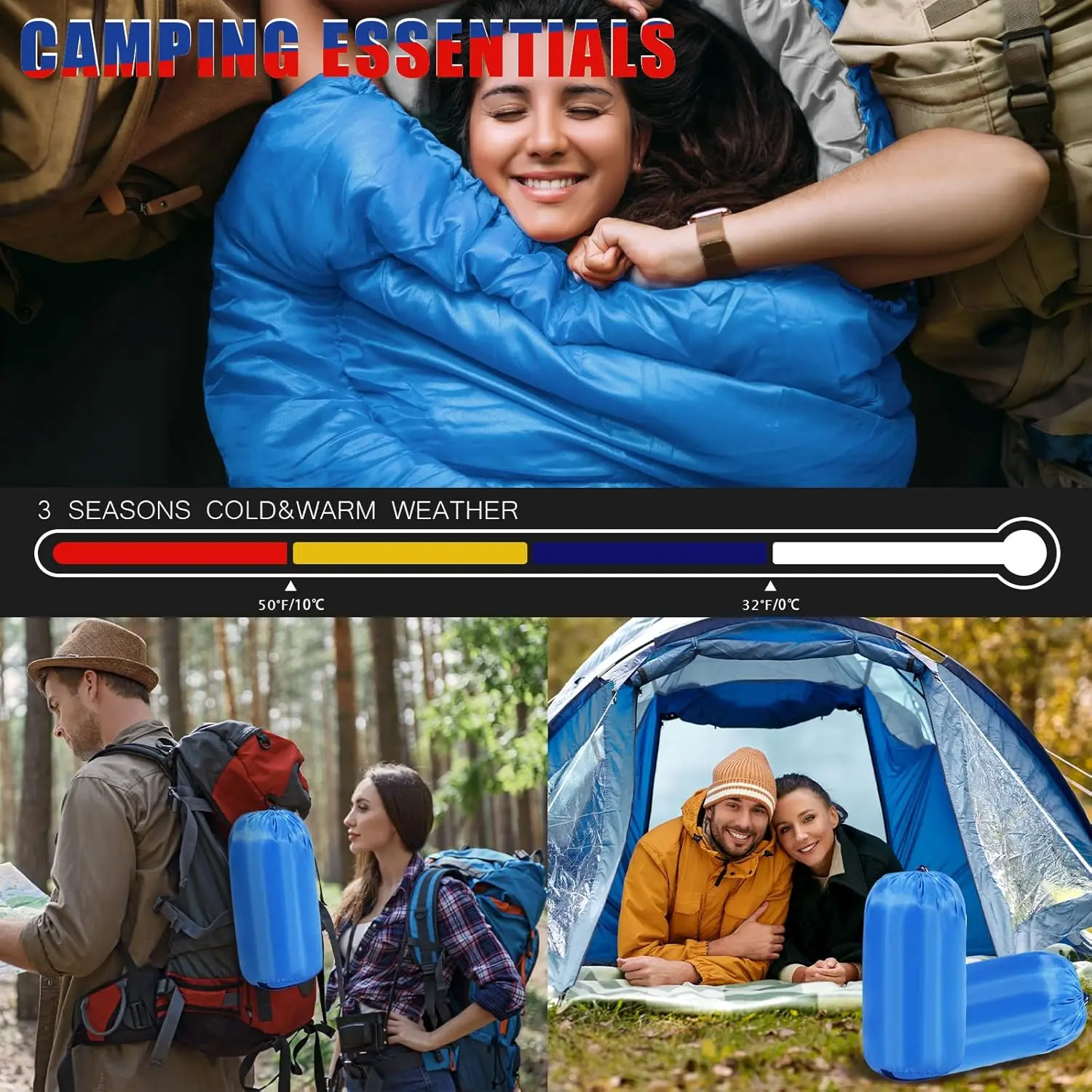 12 Pcs Camping Sleeping Bag Bulk for Homeless 4 Seasons Cold Warm Weather Sleeping Bags Waterproof Lightweight with Compression