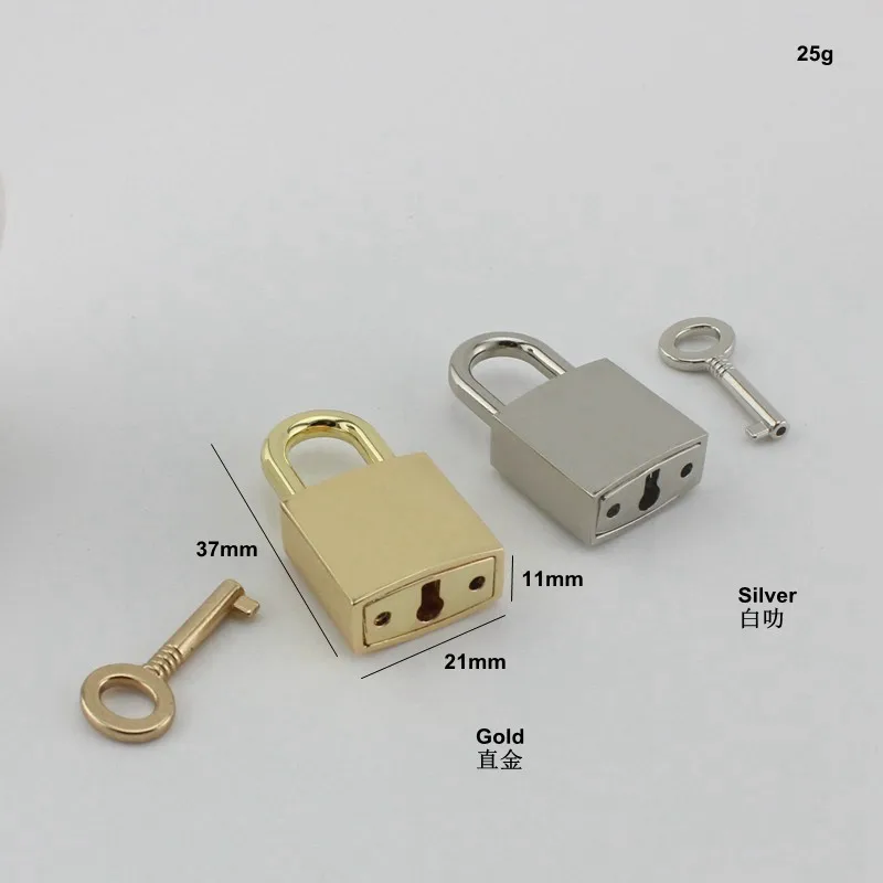 5-20sets High quality gold Padlock standard gold silver bronze handbag bags closured locks with 1 key Bag hardware accessories