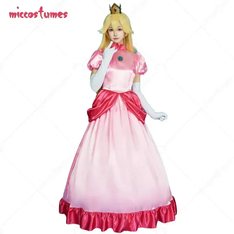 

Женский костюм для косплея Miccostumes персикового цвета, платье и корона с подъюбником и перчатками