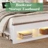 Bed Frame with Storage Bookcase Headboard and Footboard, Storage Wood Platform Bed Frame with Wood Slats Support, Noiseless LED 4