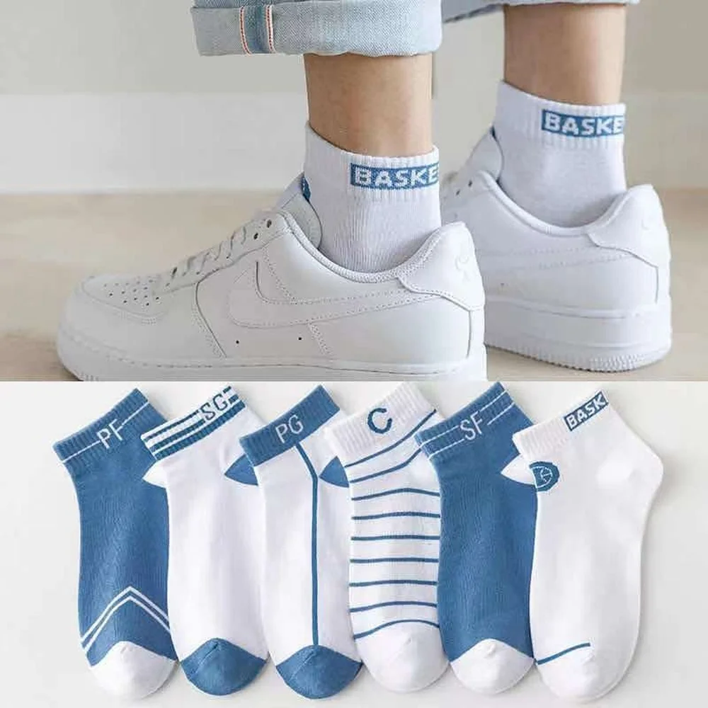

6 Pairs Unisex Plus Size Low Tube Ankle Socks Breathable Cotton Socks Spring Summer Gyaru Fun Sock Japanese Fashion Harajuku