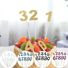 

Number Cake Topper Gold Silver 0-9 Glitter Paper Digital Birthday Party Cake Insert Cake Decoration Wedding Cakes Dessert Decor