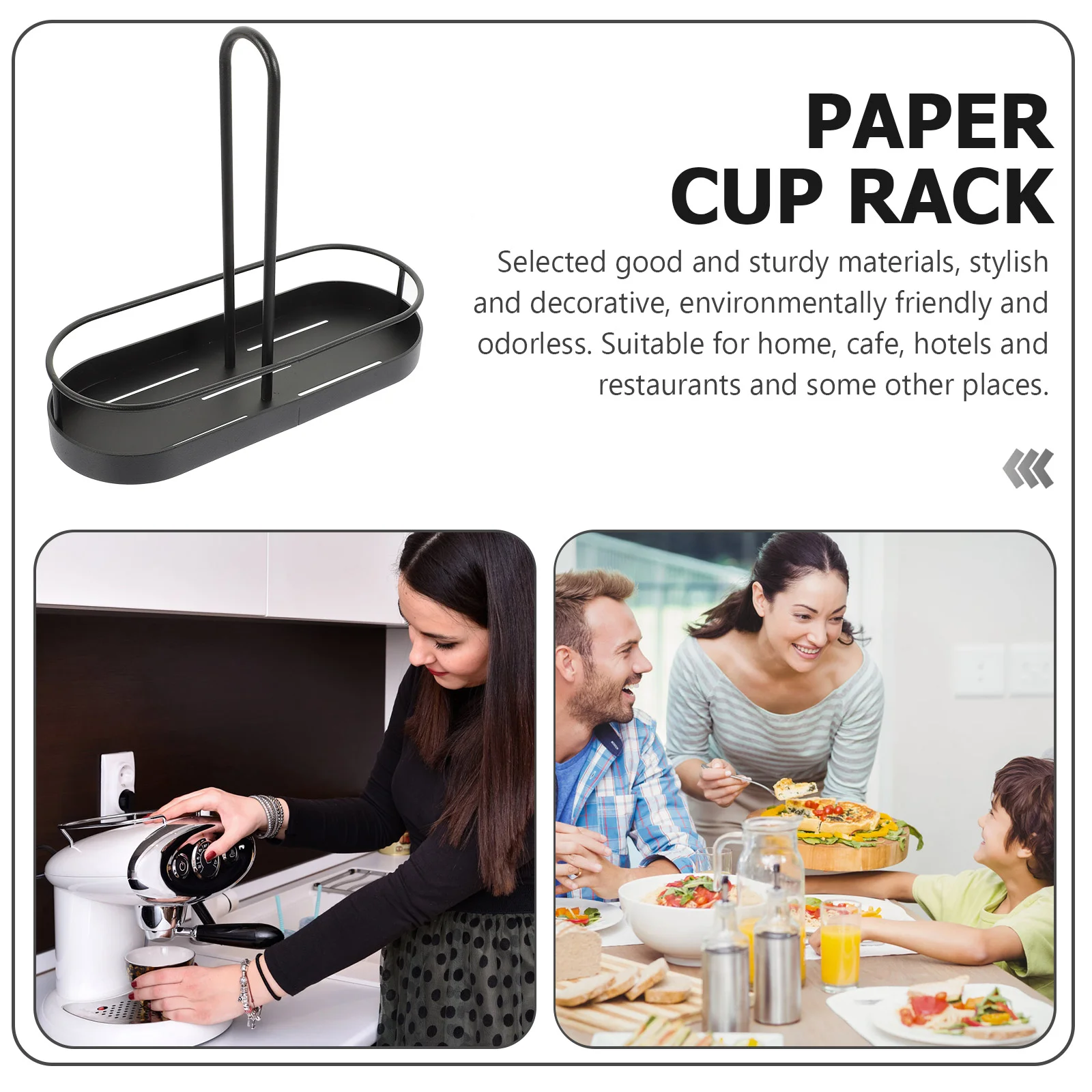 Carbon steel Cup Storage Mount Holder Disposable Glasses Dispenser Papercup Cups Coffee Stand Black