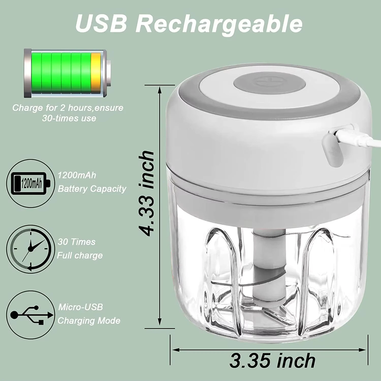 Electric Garlic Chopper Mini USB Meat Grinder Garlic Masher Machine Crushed Ginger Vegetable Crusher Kitchenware