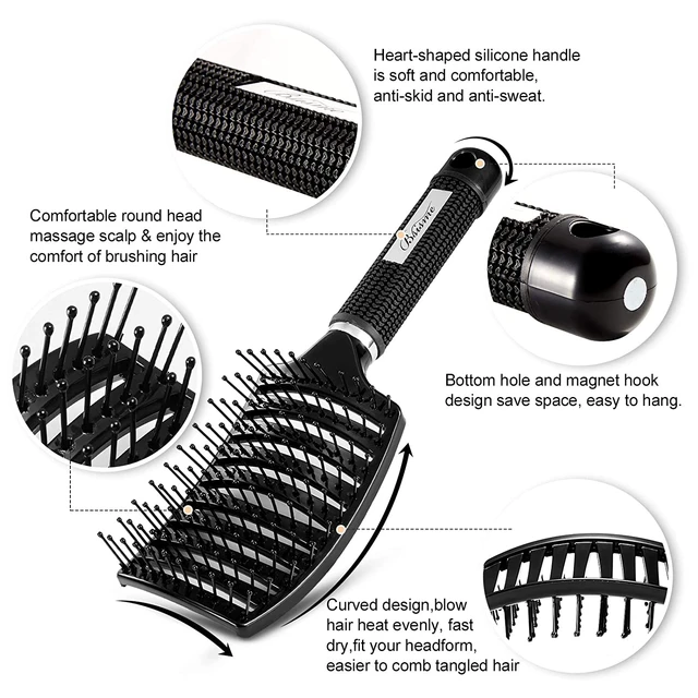 Hair Brush, Curved Vented Brush Faster Blow Drying, Professional Curved  Vent Styling Hair Brushes,Paddle Detangling Brush - AliExpress