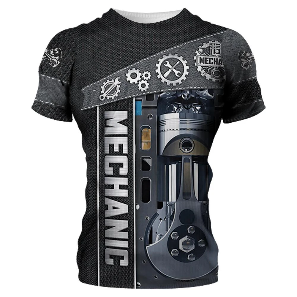 

Men's T-shirt Mechanical Tools 3D Printing Short Sleeve Outdoor Street Casual Top Plus Size Fashion Clothing Shirt