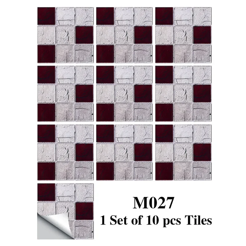 thumbnail image 1 of Nuevas 10 piezas de pegatinas de mosaico de cristal autoadhesivas para pared de cocina, decoración de sala de estar y baño de PVC, 1 of 5