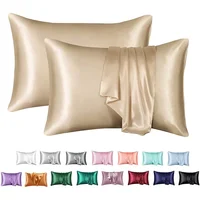 High End Silky Queen Pillowcases Soft Skin-friendly Smooth Pillow Cases Luxury Solid King Size Pillowcase Home Satin Pillowcases 1