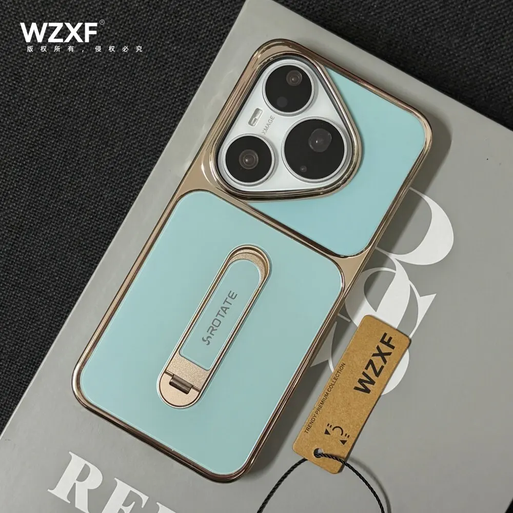 Electroplated PC Frame Lightweight Hard Case with Phone Holder and Non-Slip Design