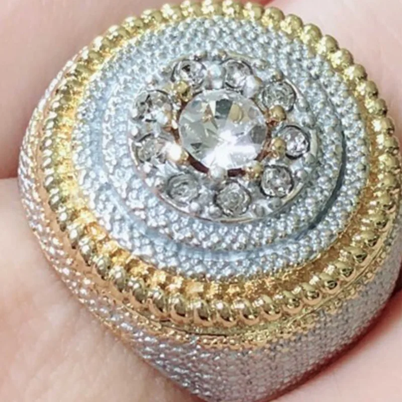 Clear Cubic Zircon Men Ring Wedding Band Male Rings Punk Rock Hip Hop Jewelry