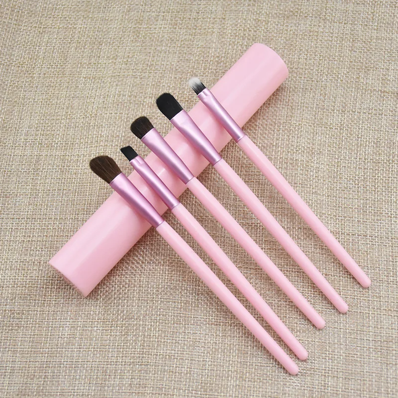 5pcs Pony Hair Eye Shadow Concealer Lip Brush Set Horsetail Makeup Tools Simple Version Brush Cover Portable