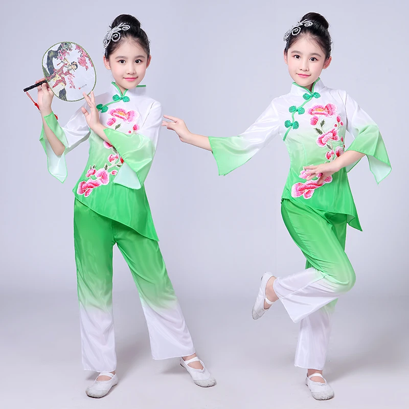 Dance Dress Girls Classical Fan Dance Jiangnan Umbrella Hanfu