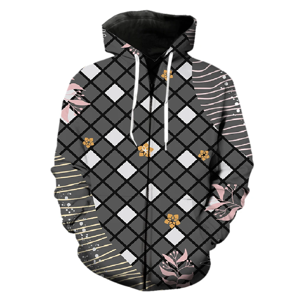 

Повседневная Крутая толстовка унисекс на молнии с абстрактными растительными листьями, Модные свитшоты с 3D принтом, забавная уличная одежда в стиле Харадзюку С Капюшоном