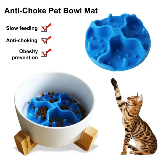 Slow Food Mat for Cats Cat Feeding Mat with Smooth Edges Silicone Slow Food Pad for Cats Promote Healthy Eating for Preventing 2
