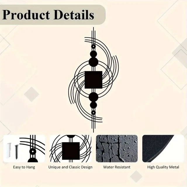 Geometric Metal Wall Art Decor - Circular and Square Combination Wall Sculpture for Living Room - Iron Art, Wall decoration