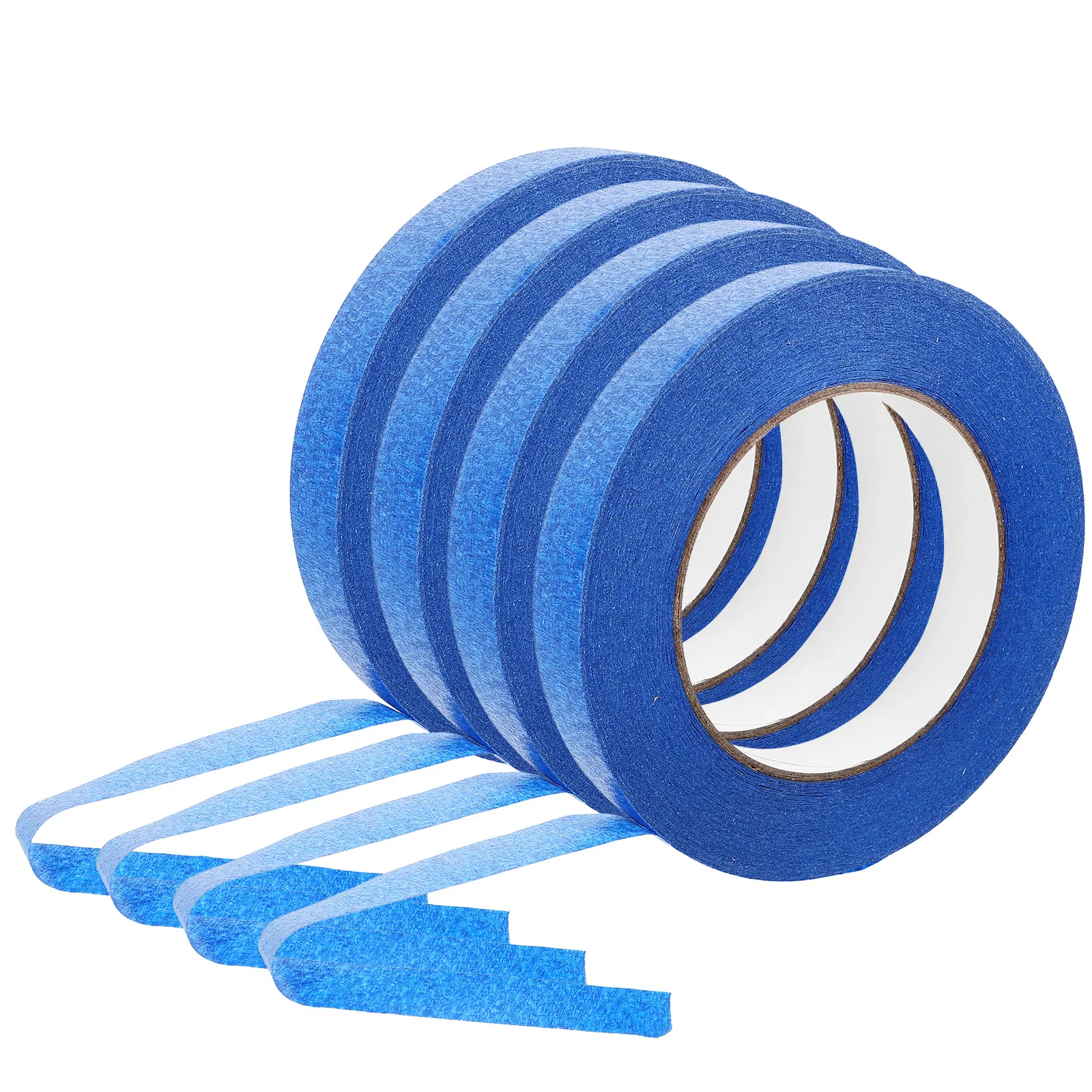 4롤 전문가용 블루 페인터 테이프 18mm x 50m 잔여물 없는 고접착 마스킹 테이프 (자동차 도장 및 미술 프로젝트용)