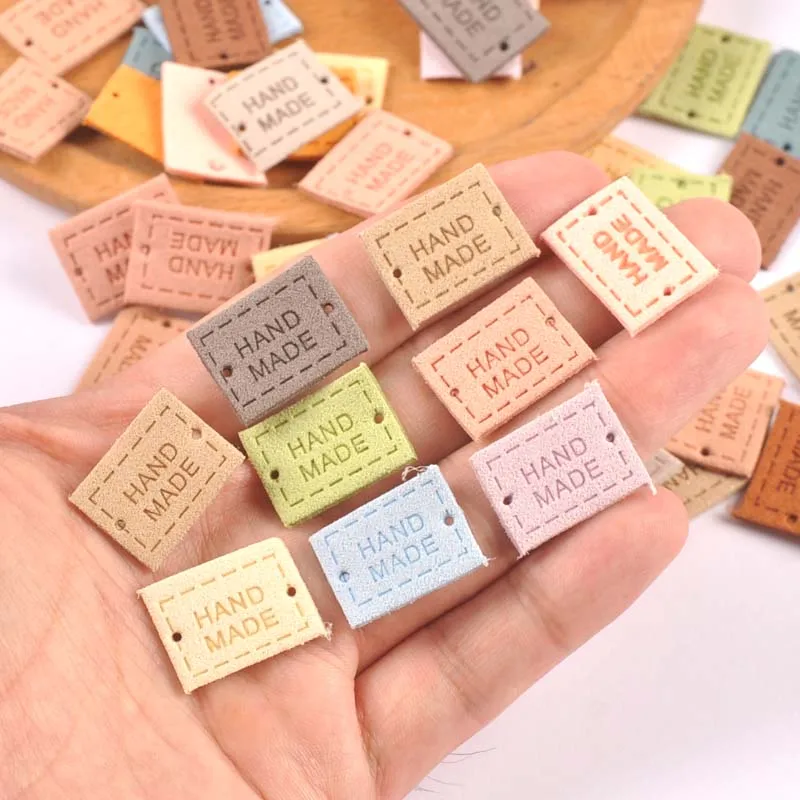 20Pcs 2x1.6cm PU Cloth Handmade Embossed Tags DIY Flag Label For Garment Sewing Accessories cp3433