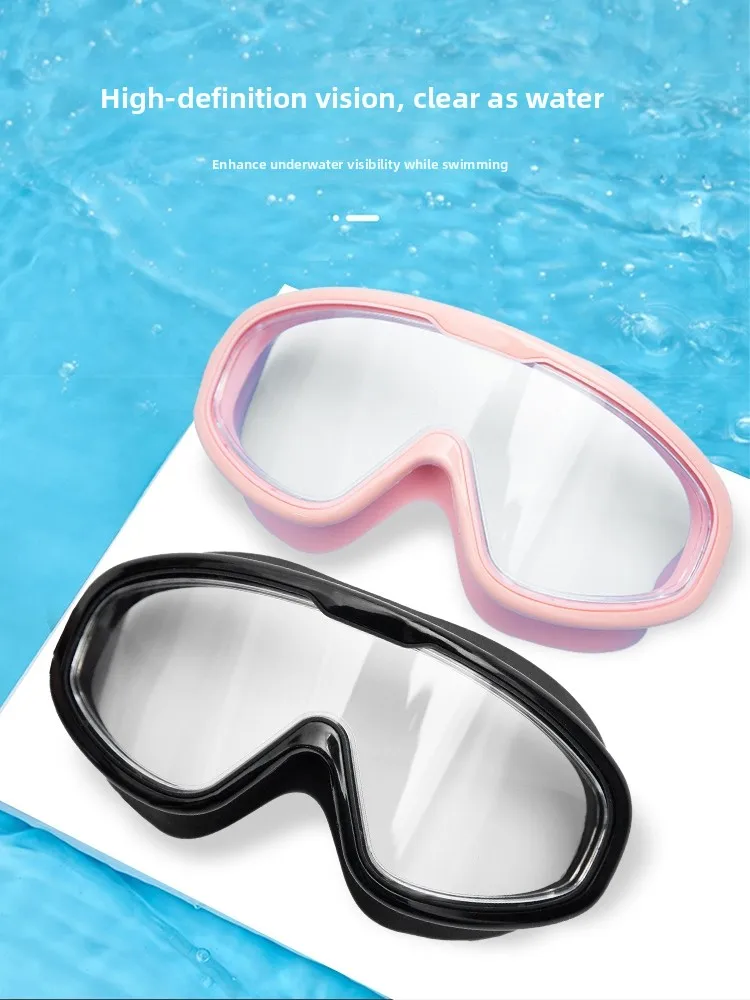 Durable Swimming Goggles Large Frame Wide View Anti-glare Lens_voghion.com