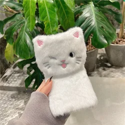 Plush Soft 3D Embroidery Cat Phone Case with Stand - Y6 Pro 2019 (WHITE)