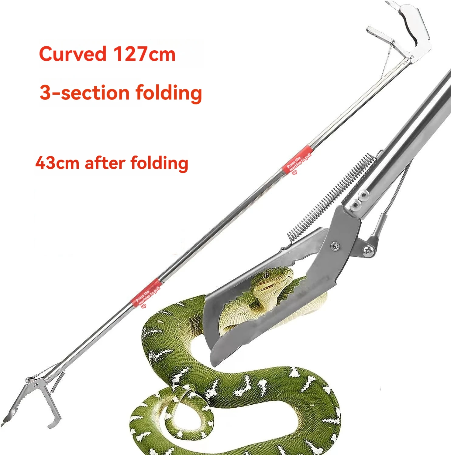 Description Picture 2 of itemStainless Steel Snake Catcher Tongs Two Types Head Foldable Reptile Grabber Tool Snake Hook Catcher Tool for Outdoor