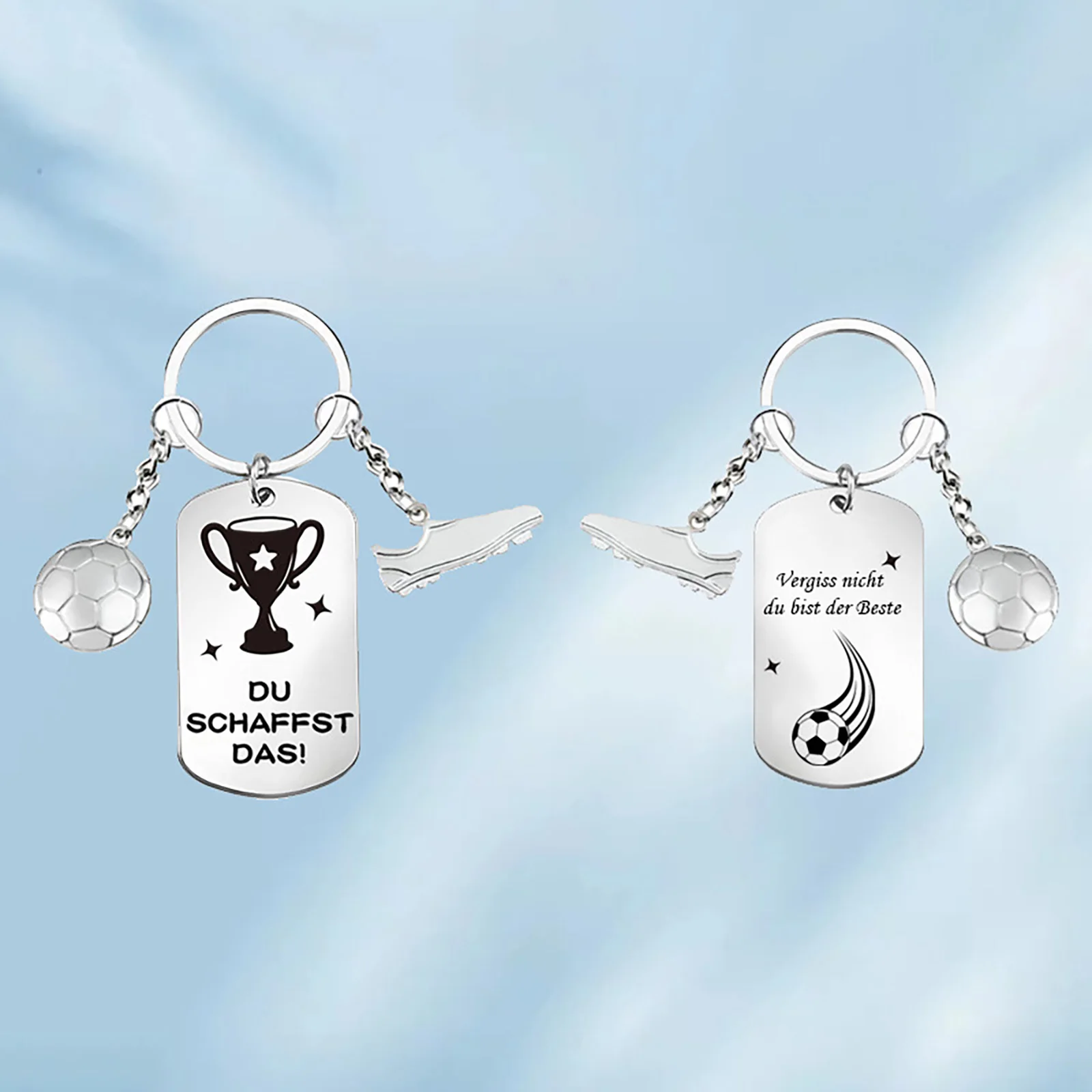 Football Souvenir Key Chain Men Soccer Sports Fans Gift Stainless Steel Jewelry Accessories