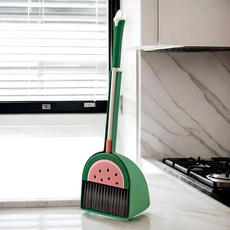 Small Broom With Dustpan For Kids Fruit Design Cleaning Tool Little Housekeeping Helper Set House Cleaning Tools For Boys And 4