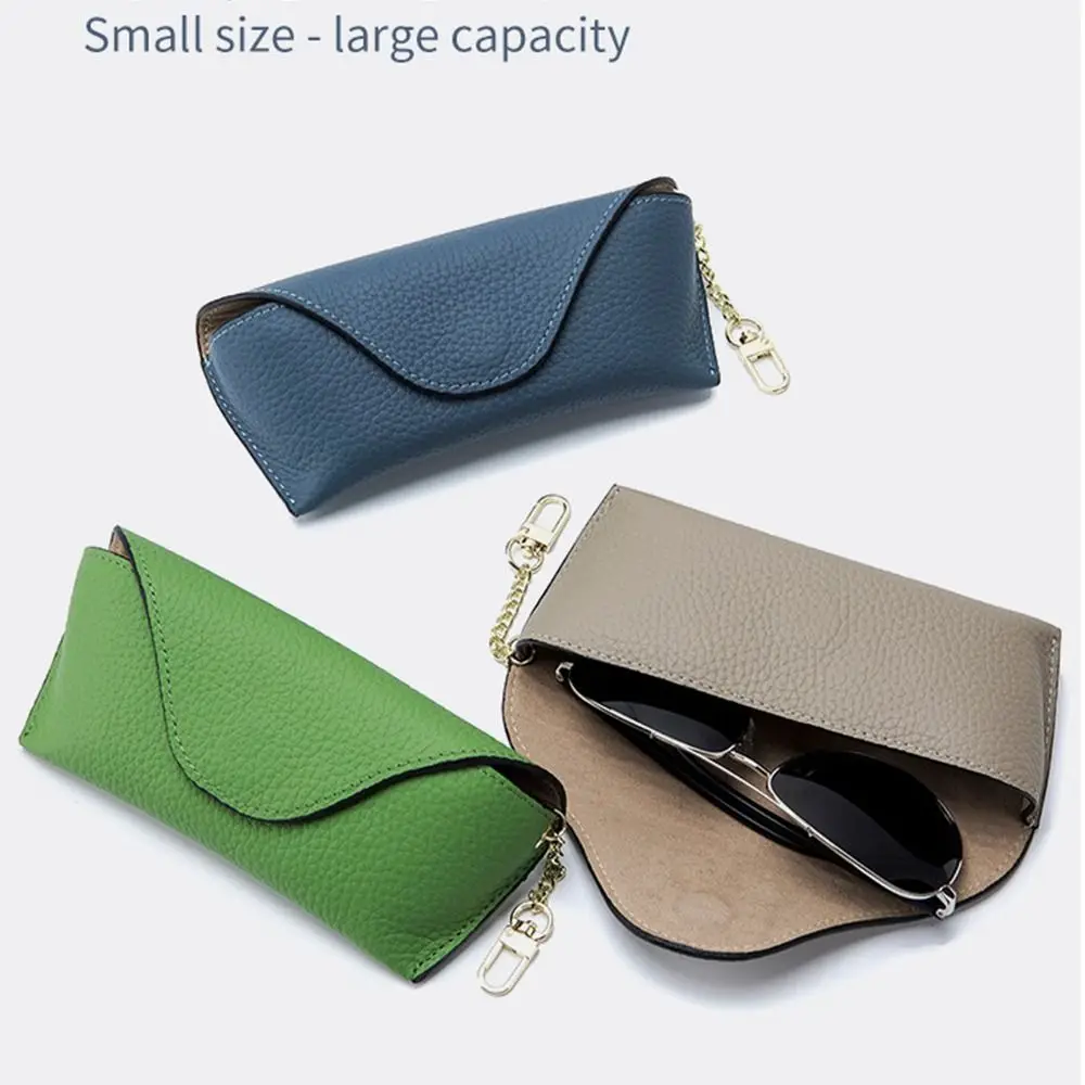 

Anti Pressure Glasses Case Portable Creative Multicolour Protective Cover Genuine Leather Glasses Bag Women