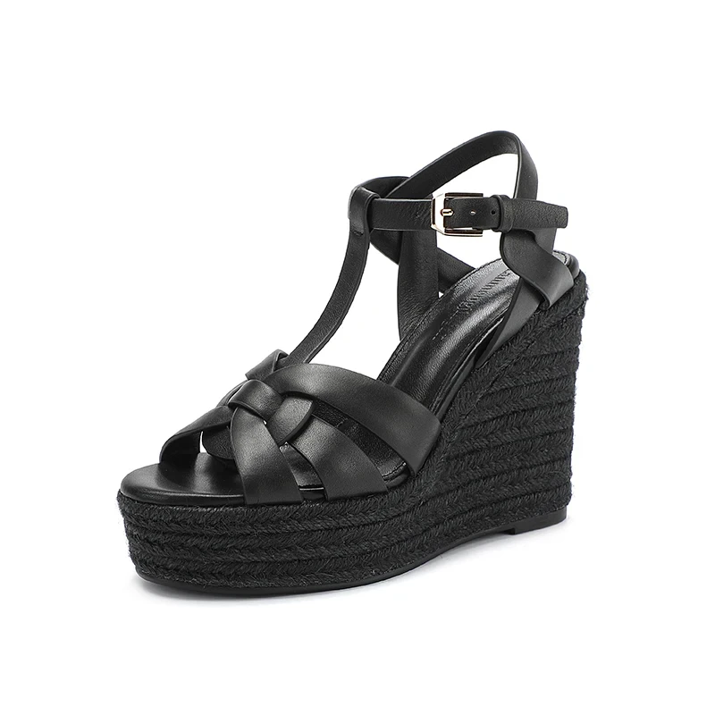 2024 New Women's Summer Anti Slip Sandals Outdoor High Quality Banquet Party Luxury High Heeled Sandals Cowhide High Heels Handm