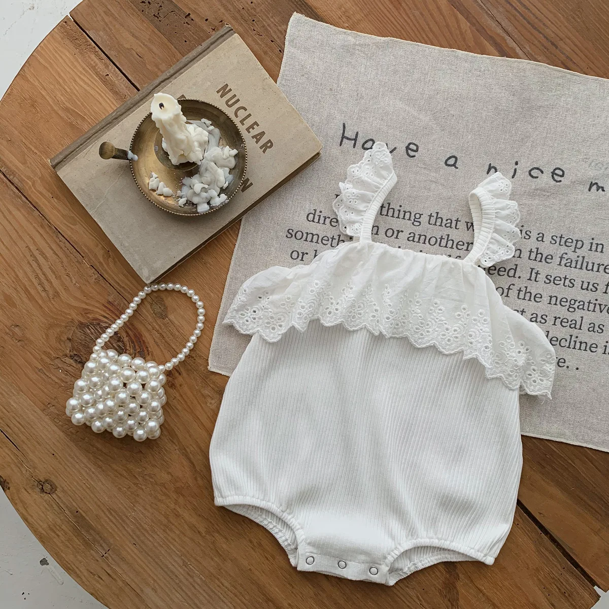 

2023 Summer Newborn Infant Bodysuits Girls Lace Ruffle Sling Jumpsuit Toddler Girls Cute Sleeveless One Piece Baby Girl Clothes