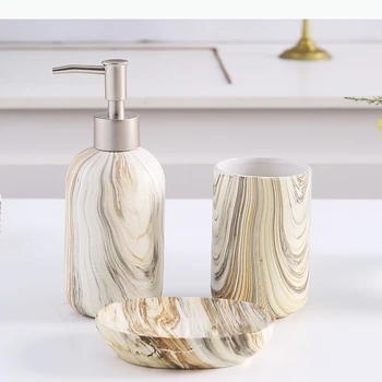 3-Piece Portable Ceramic Bathroom Set – Lotion, Soap & Mouthwash 1