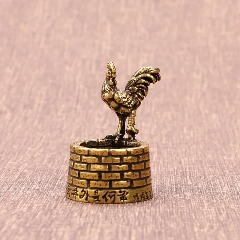 

Vintage Copper Well Rooster Sculpture Desk Decorations Decorative Crafts Accessories Home Brass Figurines Miniature