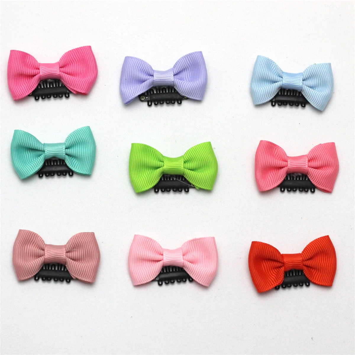 12pcs/lot Girls Small Hair Clip Baby ribbon Hair Pins Infant kids Fine Wispy baby girl Hair Mini Latch Wisp Clip Newborn Hairbow