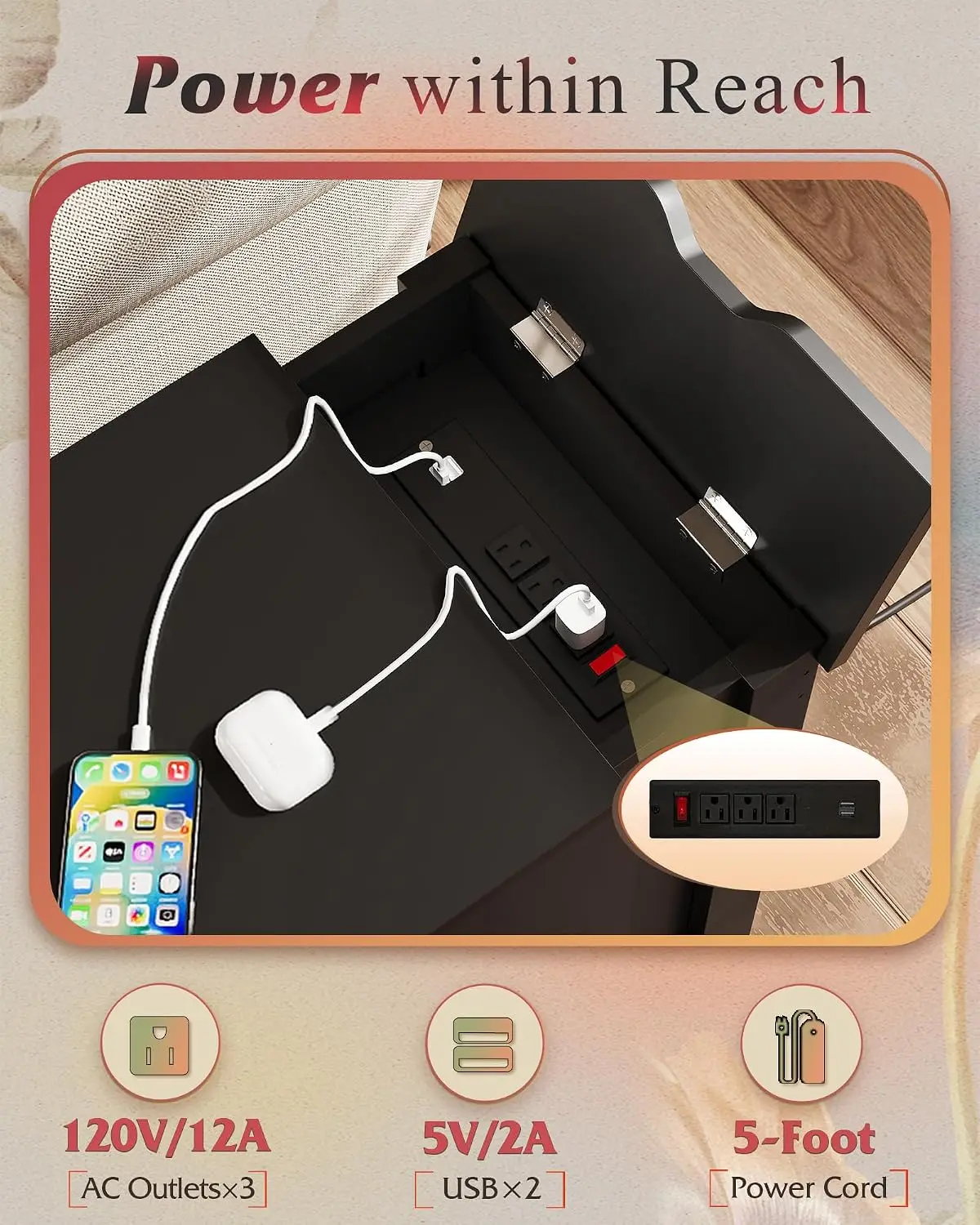 End Table with Charging Station 4