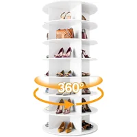 Shoe Rack 7-Tier Spinning, Free Standing Rotating Tower 360°, Easy To Assemble, Space-Saving,White Easy To Clean Shoe Cabinet 1