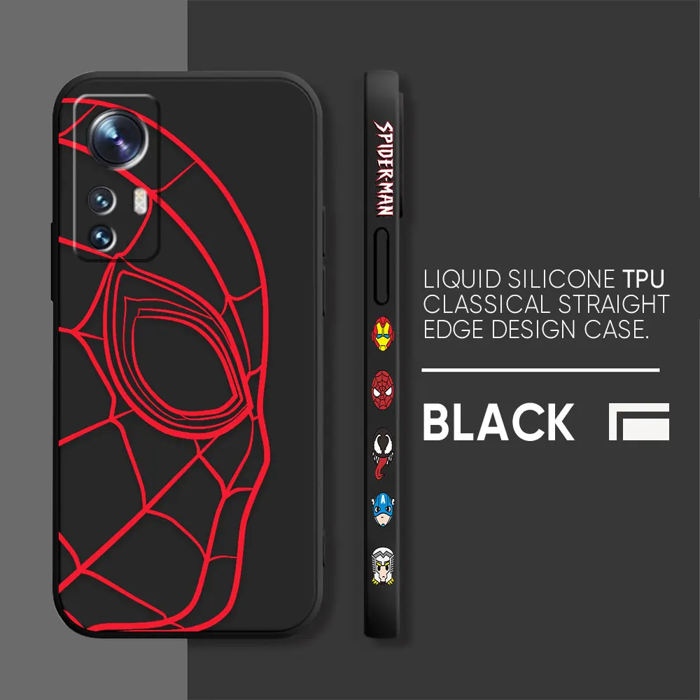thumbnail image 1 of Case For Xiaomi 13 12 12S 11 11T 10 10S 9 9SE 8 8SE Pro Ultra Lite Colour Simple Liquid Silicone Case Marvel Spider-Man RED Line, 1 of 5