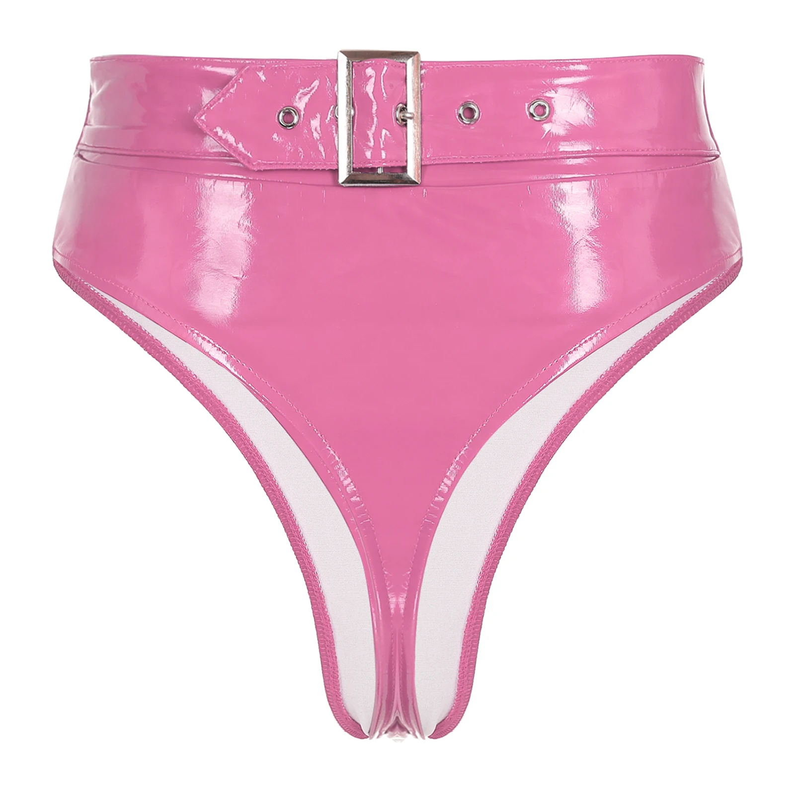 Womens Wet Look Patent Leather Rave Bottoms High Waisted Panties Underwear for Festival Clubwear Party Night Club Pole Dancing