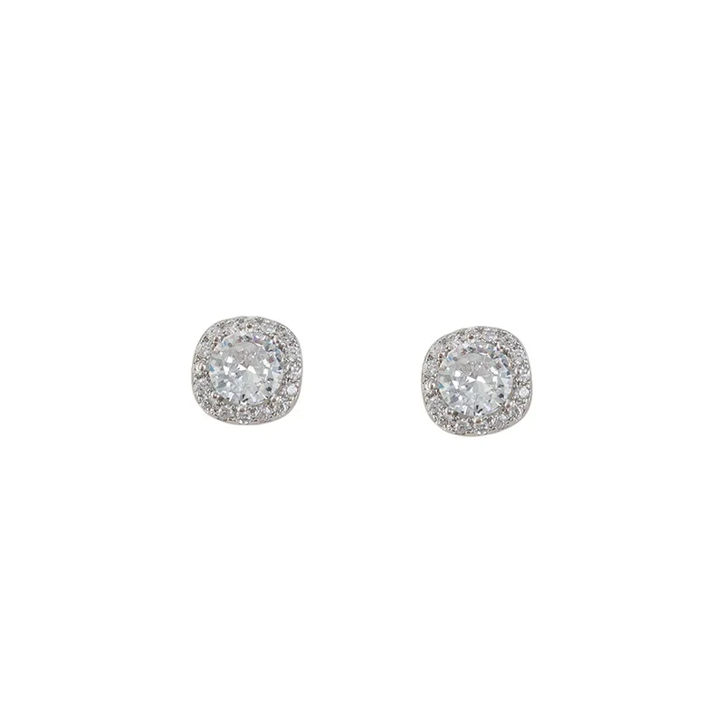 

Hot Sale Women's Stud Earring Geometric Personalized Temperament Simple Small Super Sparkling Micro Zirconia Square Jewelry Gift