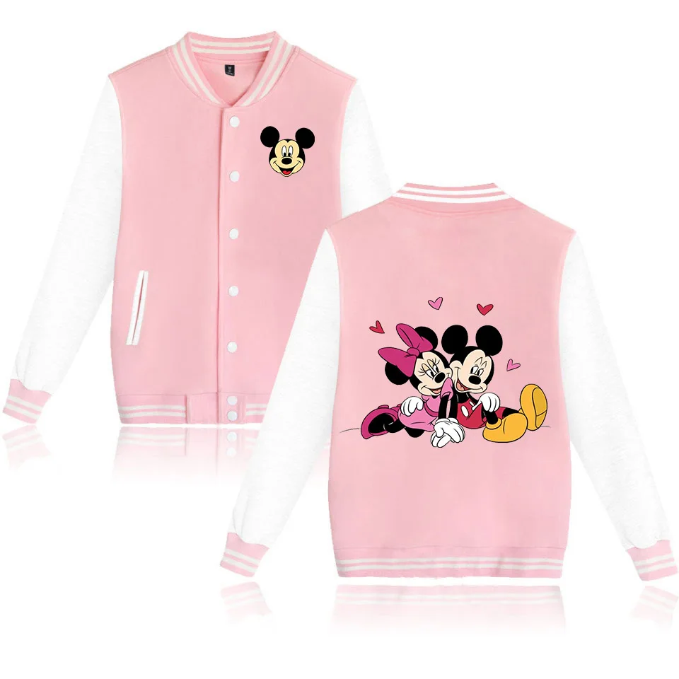 

Disney Mickey Minnie Baseball Jacket Men Women Hip Hop Harajuku Jackets Streetwear Kids Boys Girls Loose College Coats
