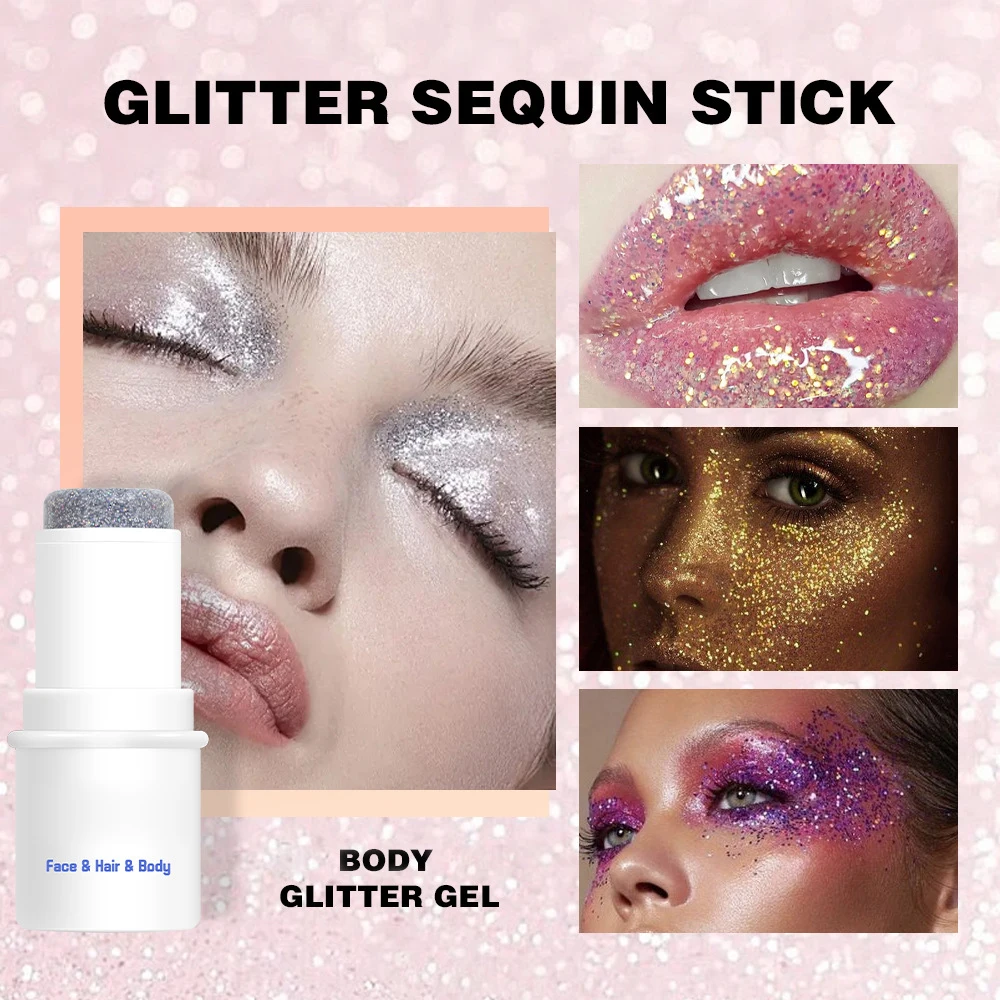 8pcs Body Glitter Stick Chunky Glitter Bar Makeup Sparkling Holographic Mermaid Sequins Paint Waterproof Multiuse Makeup Glitter 3