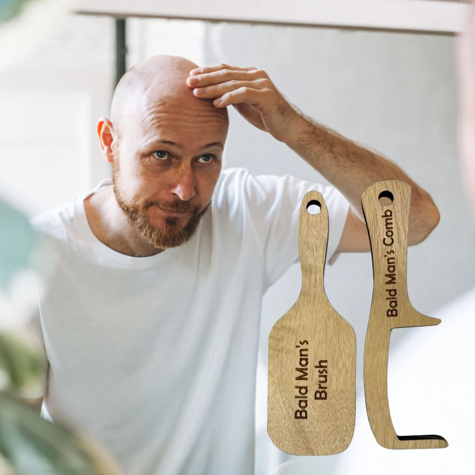 Bald Man Joke Grooming Tool - Humorous Head Polish Brush & Buffer Gift